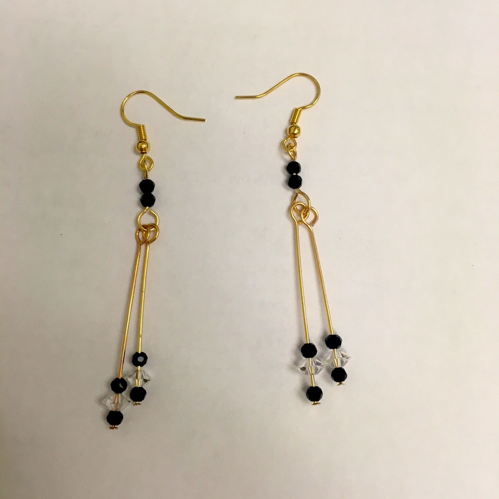 Swarovski crystal and black glass